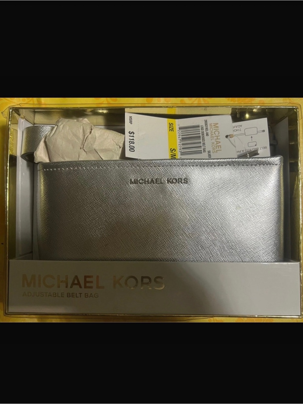 Michael Kors Silver Textured Belt Wallet